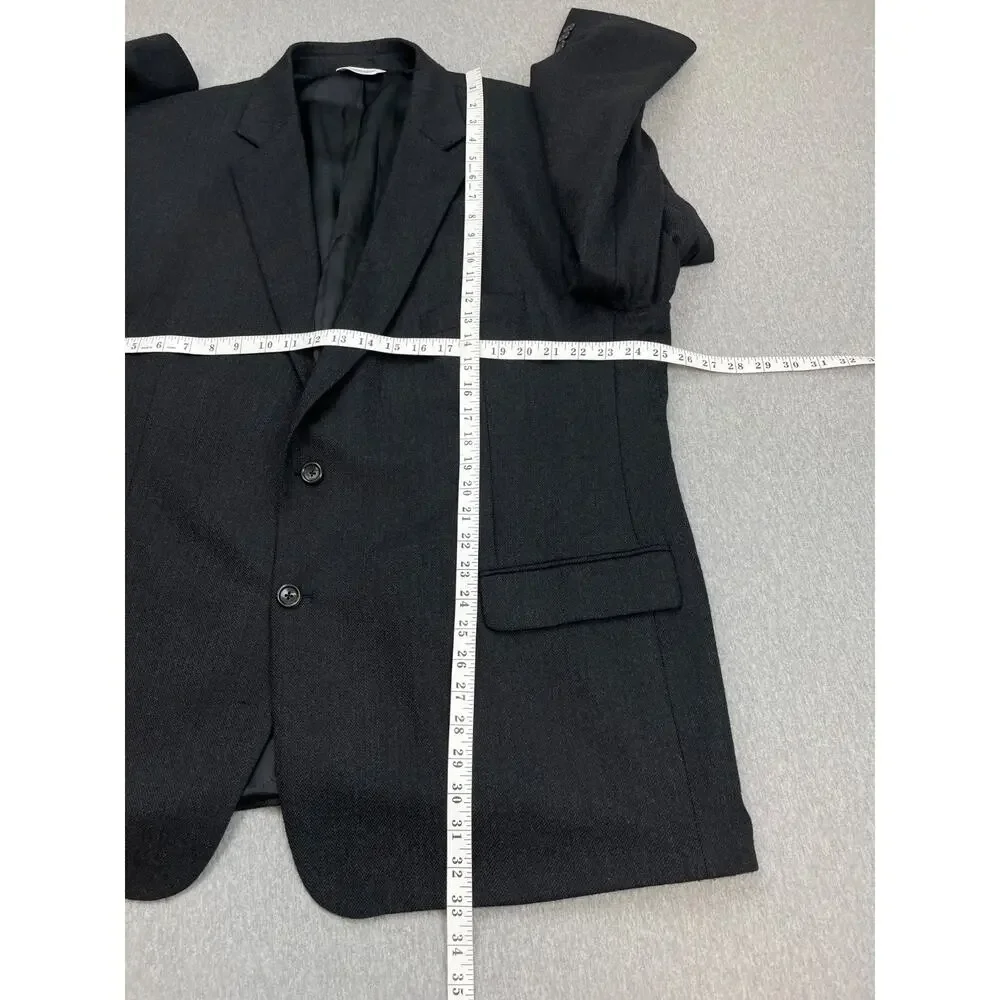 Joseph & Feiss Blazer Mens 52R Gray Herringbone‎ 100% Lambswool 2-Button Jacket